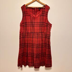 Torrid Brushed Plaid Skater Dress Red Suede Sleeveless Womens Plus Sz 24 Holiday